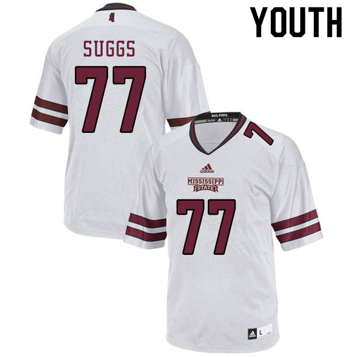 Youth #77 Cordavien Suggs Mississippi State Bulldogs College Football Jerseys Sale-White - Click Image to Close